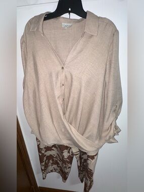 Chenault/New York Wrap-Front Blouse and pant set *READ NOTE IN DESCRIPTION *
